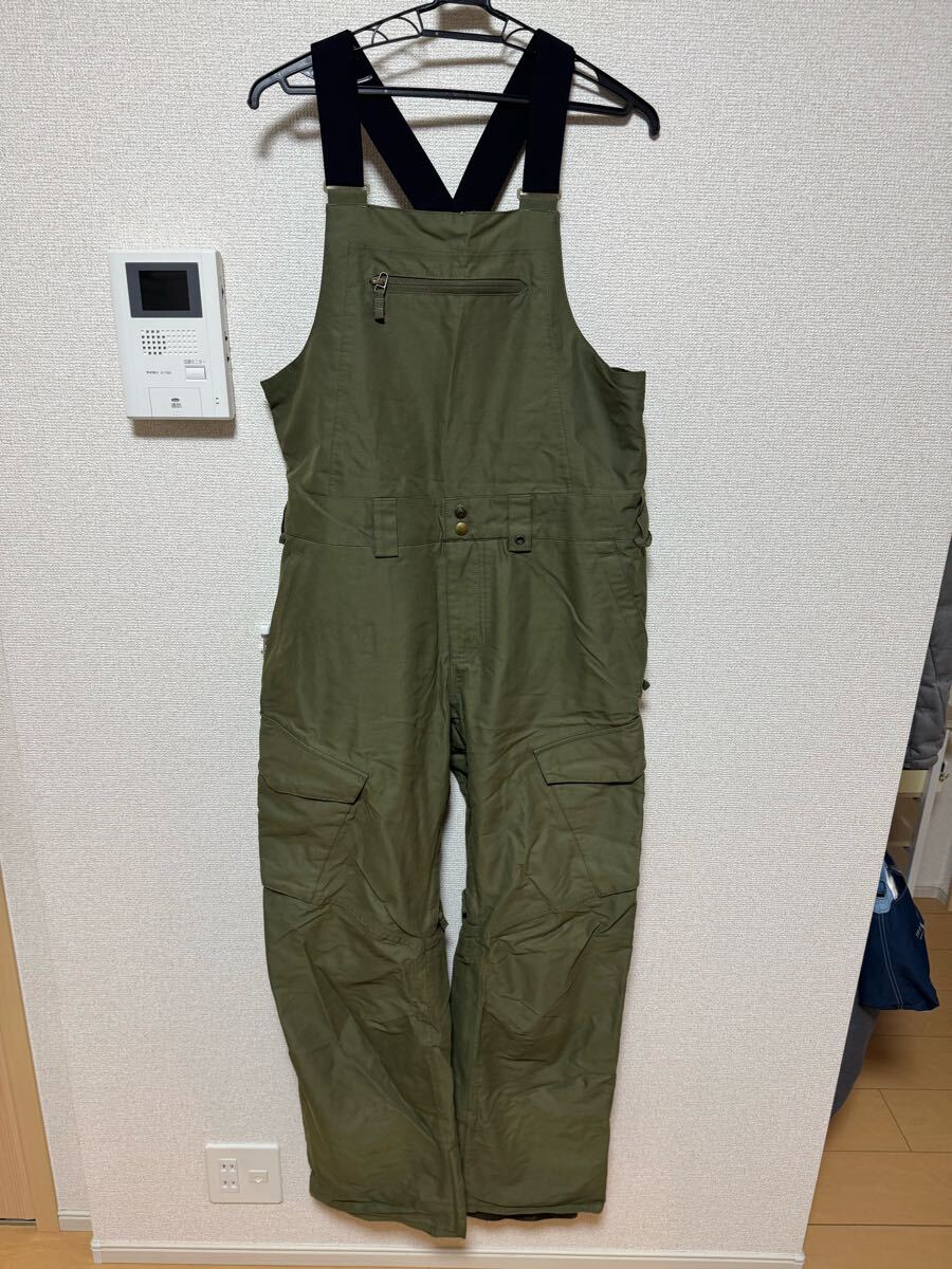 【美品】 BURTON バートン スノーボードウェア パンツ ビブパン メンズ Mサイズ オシャレ カーキ オーバーオール拍卖