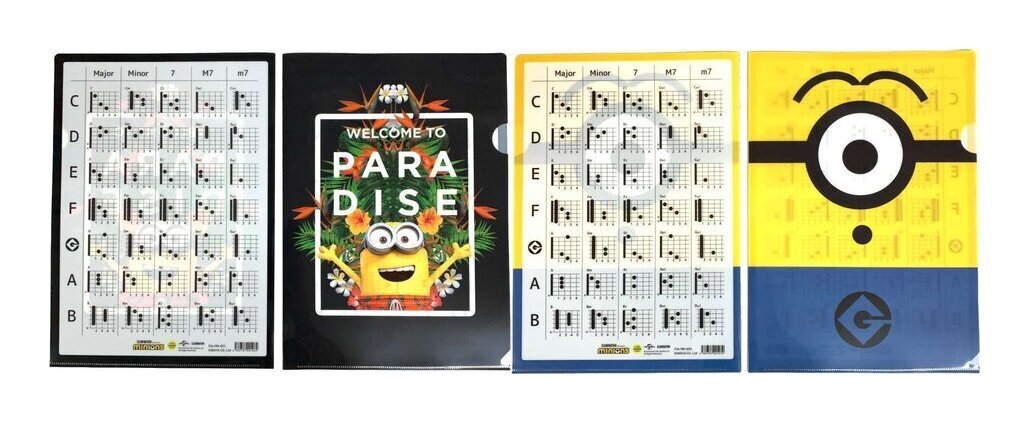 即決◆新品◆送料無料KIWAYA File MN-G01 + File MN-G02 2種セット minions ミニオンズ ギターコード表付 クリアファイル/メール便拍卖