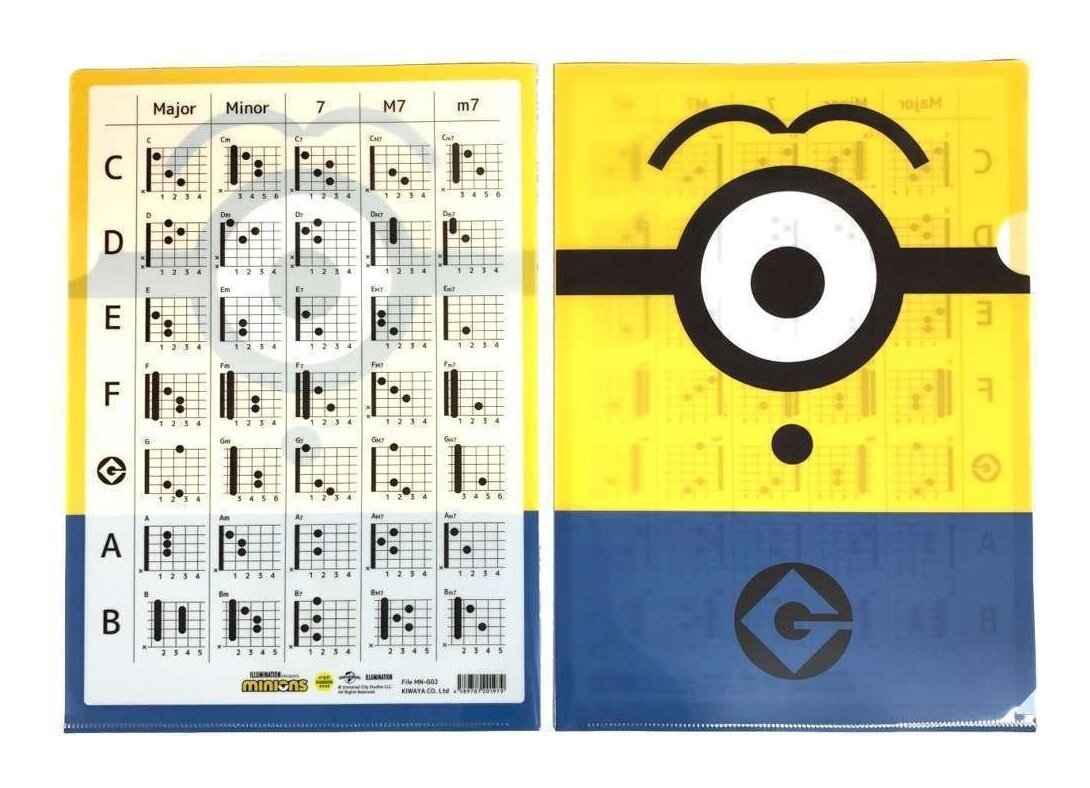 即決◆新品◆送料無料KIWAYA File MN-G02 minions ミニオンズ ギターコード表付 クリアファイル/メール便拍卖
