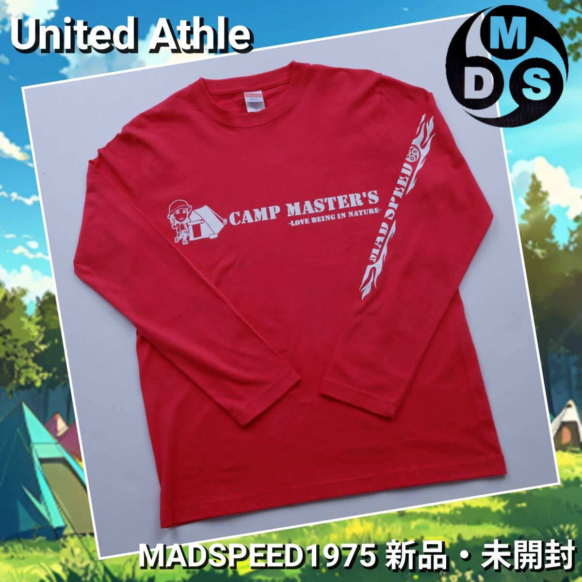 ※在庫処分!【MADSPEED】趣味Tシャツ レッド キャンプ ソロキャンプ ゆるキャンプ グランピング キャンプギア アウトドア 長袖 XL拍卖
