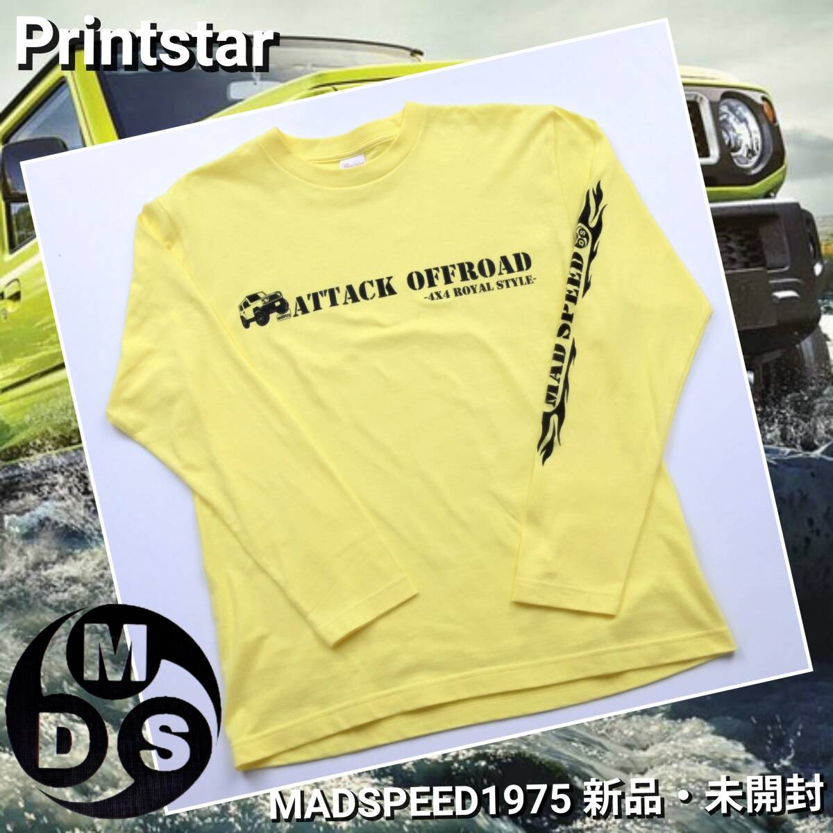 ※処分特価!【MADSPEED】趣味Tシャツ ジムニー ジムニーシエラ JIMNY ver イエロー 長袖(JB64W JB74W JB23W etc) XLサイズ拍卖