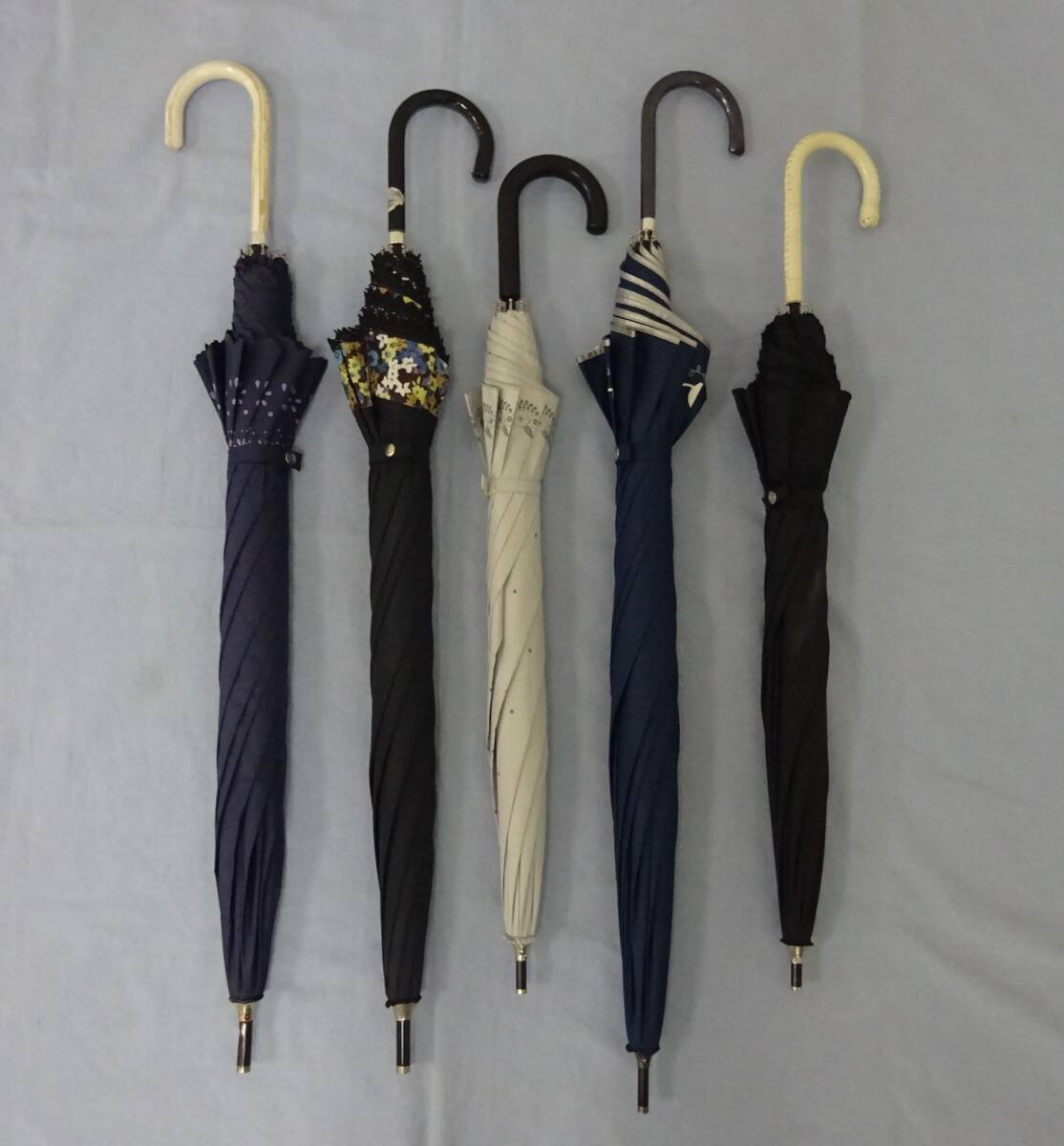(せ-A4-254)日傘 長傘 5本 まとめて まとめ売り セット 手開き式 ジャンプ式 レディース 婦人 通勤 アフタヌーンティーなど 中古拍卖