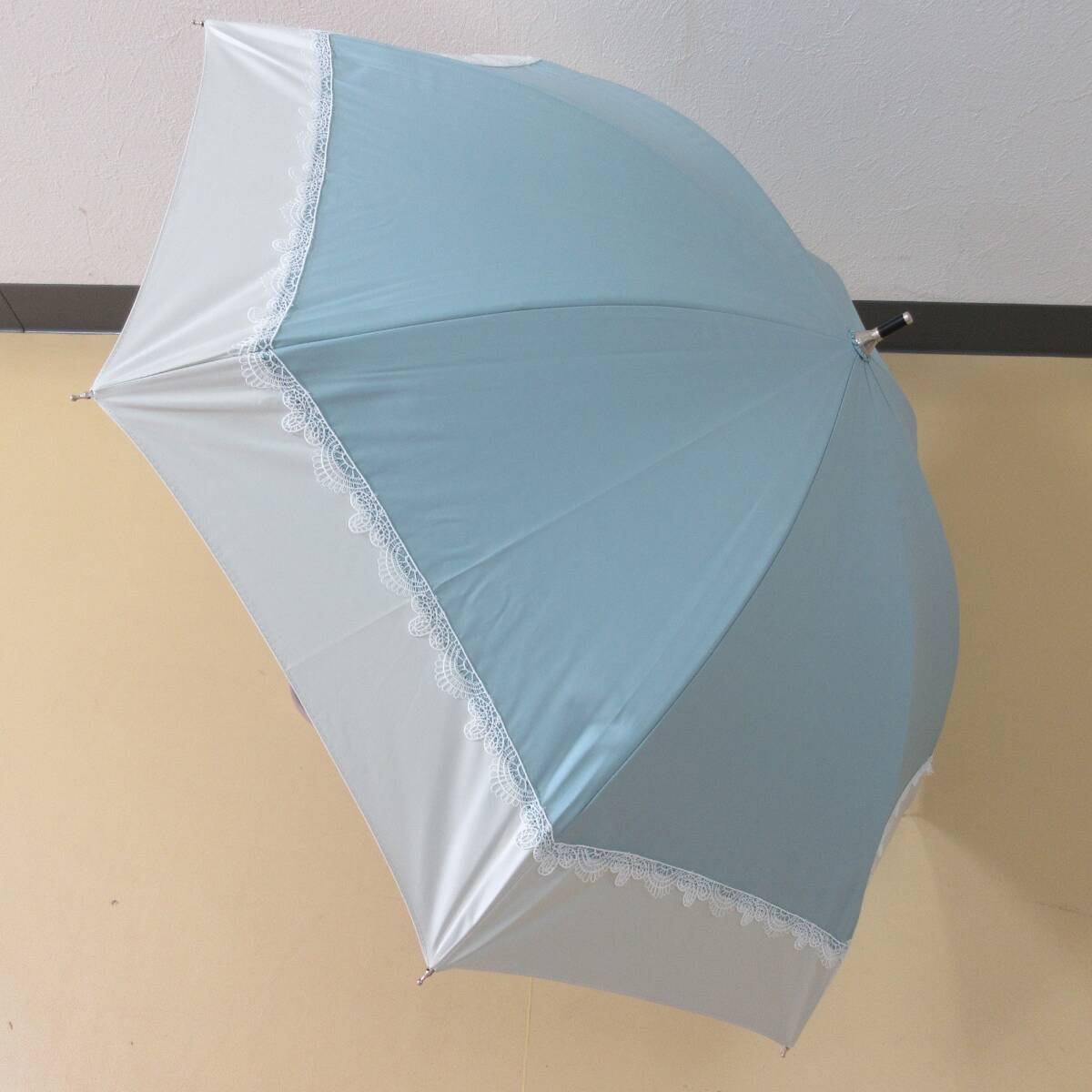 (せ-A4-147)Afternoon Tea アフタヌーンティ 日傘 手開き式 ミントグリーン レース かわいい おしゃれ 全長約64.5cm 半径約41cm 中古拍卖