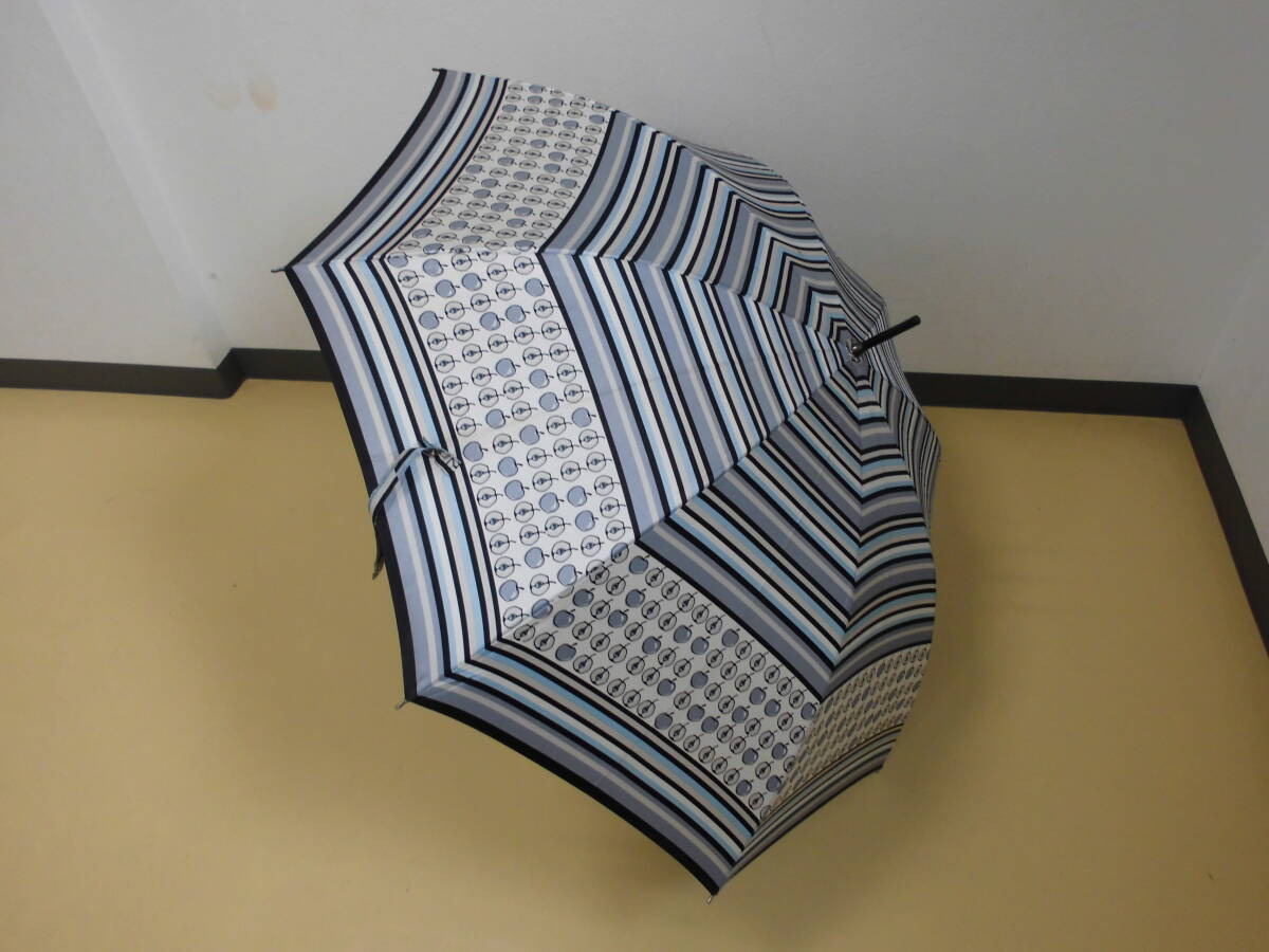 (せ-A1-1101)Sonia Rykiel ソニア リキエル 長傘 手開き式 ブルー 青 リンゴ 全長約86cm 半径約52cm 中古拍卖