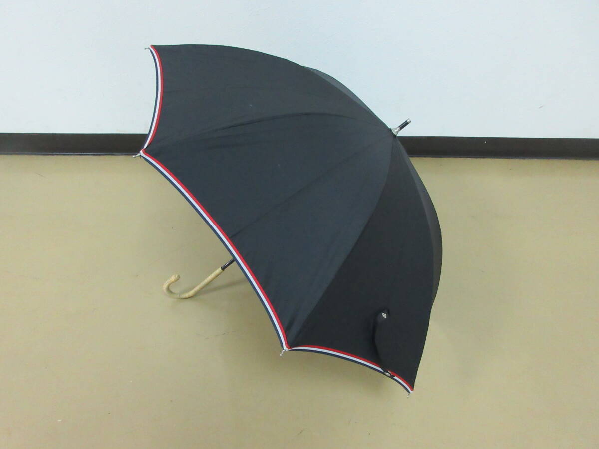 (せ-A4-243)Afternoon tea アフタヌーンティー 日傘 手開き式 ブラック 黒 青 白 赤 ライン 全長約65cm 半径約41cm 中古拍卖