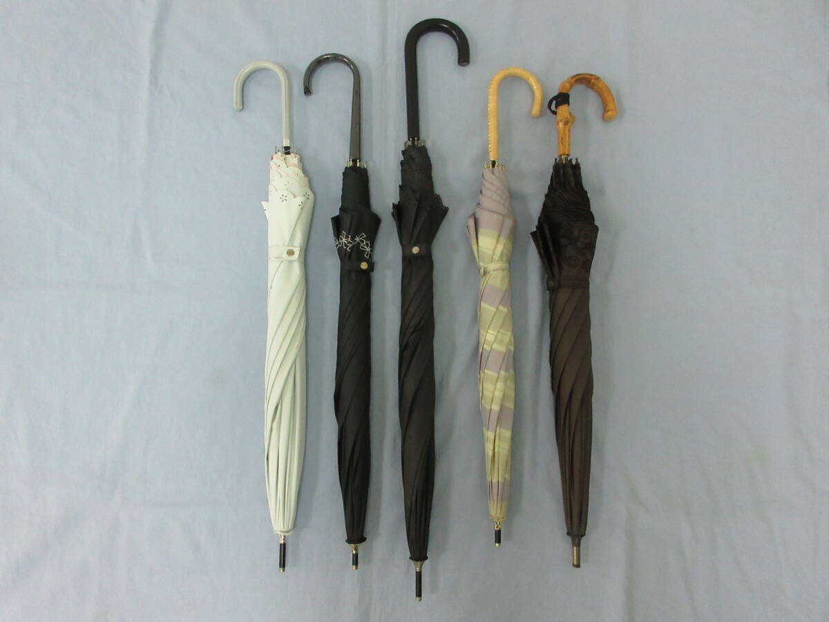 (せ-A4-241)日傘 長傘 5本 まとめて まとめ売り セット 手開き式 レディース 婦人 通勤 ビコーズなど 中古拍卖