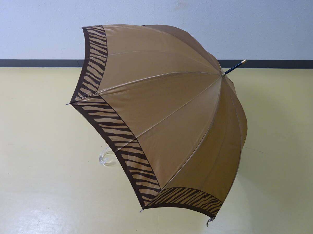 (せ-A1-1052)PINKY & DIANNE ピンキーアンドダイアン 長傘 手開き式 ブラウン 茶色 全長約92cm 半径約51cm AURORA 中古拍卖