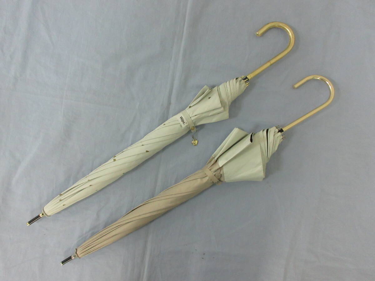 ( せ-A4-8062 )日傘 手開き式 長傘 2本 まとめて まとめ売り セット 手開き式 通勤 通学 Wpc. ビコーズ ホワイト系 ベージュ系 中古拍卖