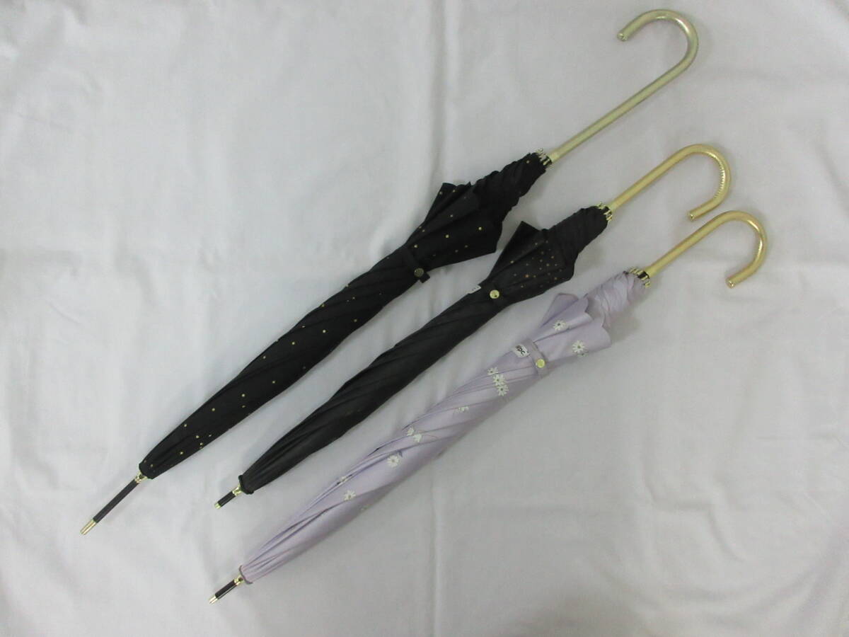 ( せ-A4-8068 )日傘 雨傘 手開き式 長傘 3本 まとめて まとめ売り セット Wpc. ビコーズ ブラック 黒 パープル 紫 中古拍卖
