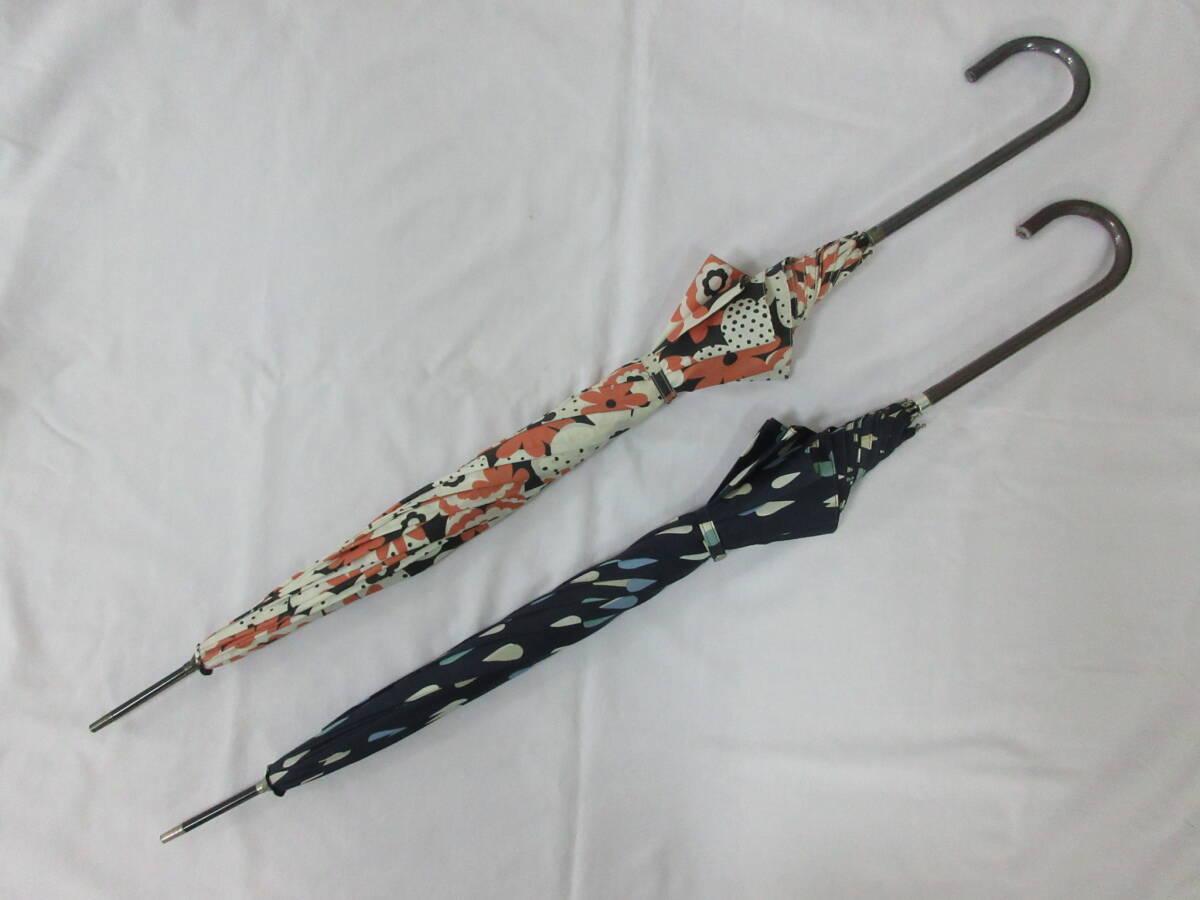 ( せ-A1-8076 )雨傘 because ビコーズ 手開き式 長傘 2本 まとめて まとめ売り セット オレンジ系 ブルー 青 ネイビー 中古拍卖