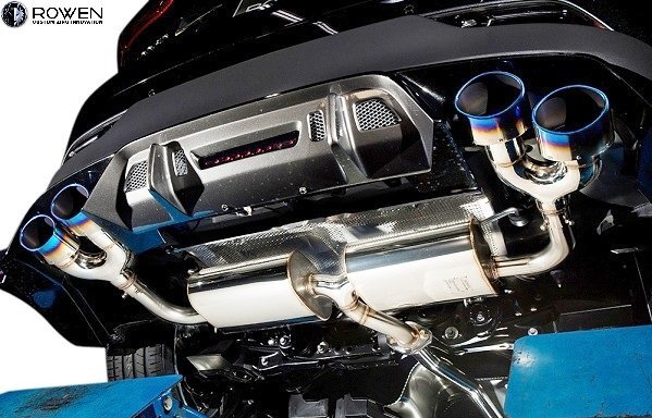 【M's】 80系 ハリアー 2.5Lハイブリッド ROWEN 左右4本出し チタンテール マフラー Φ120 (エアロ専用) ロェン エンドブルー 1T043Z41拍卖
