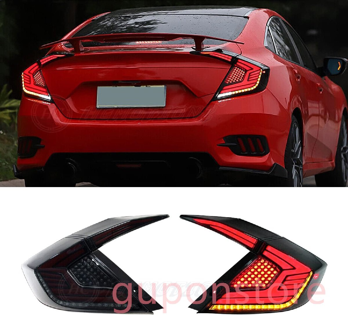 新型 ホンダ シビック FC1 テールランプ LED流れるウインカー シーケンシャルウィカー オープニングモーション For Honda Civic 2016-2021拍卖