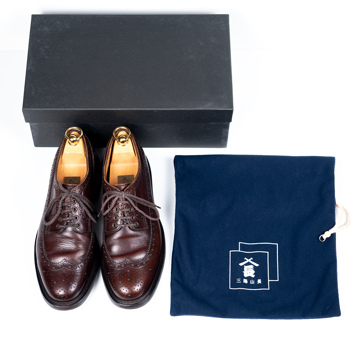 三陽山長 サンヨウヤマチョウ フルブローグ 茶 ブラウン SANYO YAMACHO 国産最高級靴 グッドイヤー製法 日本製 最高級靴 希少モデル 元箱拍卖