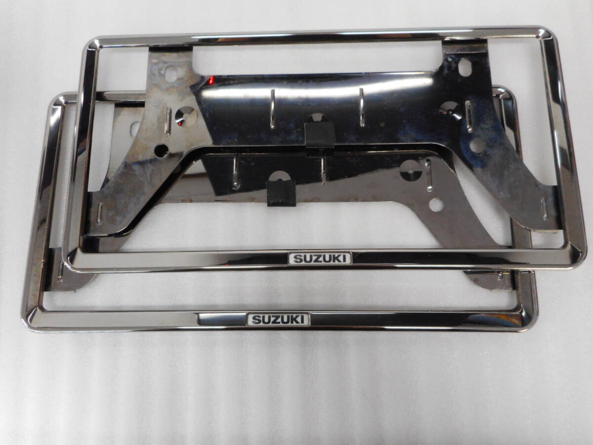 スズキ純正◆前後2枚セット◆ナンバーフレーム◆メッキナンバーフレーム拍卖
