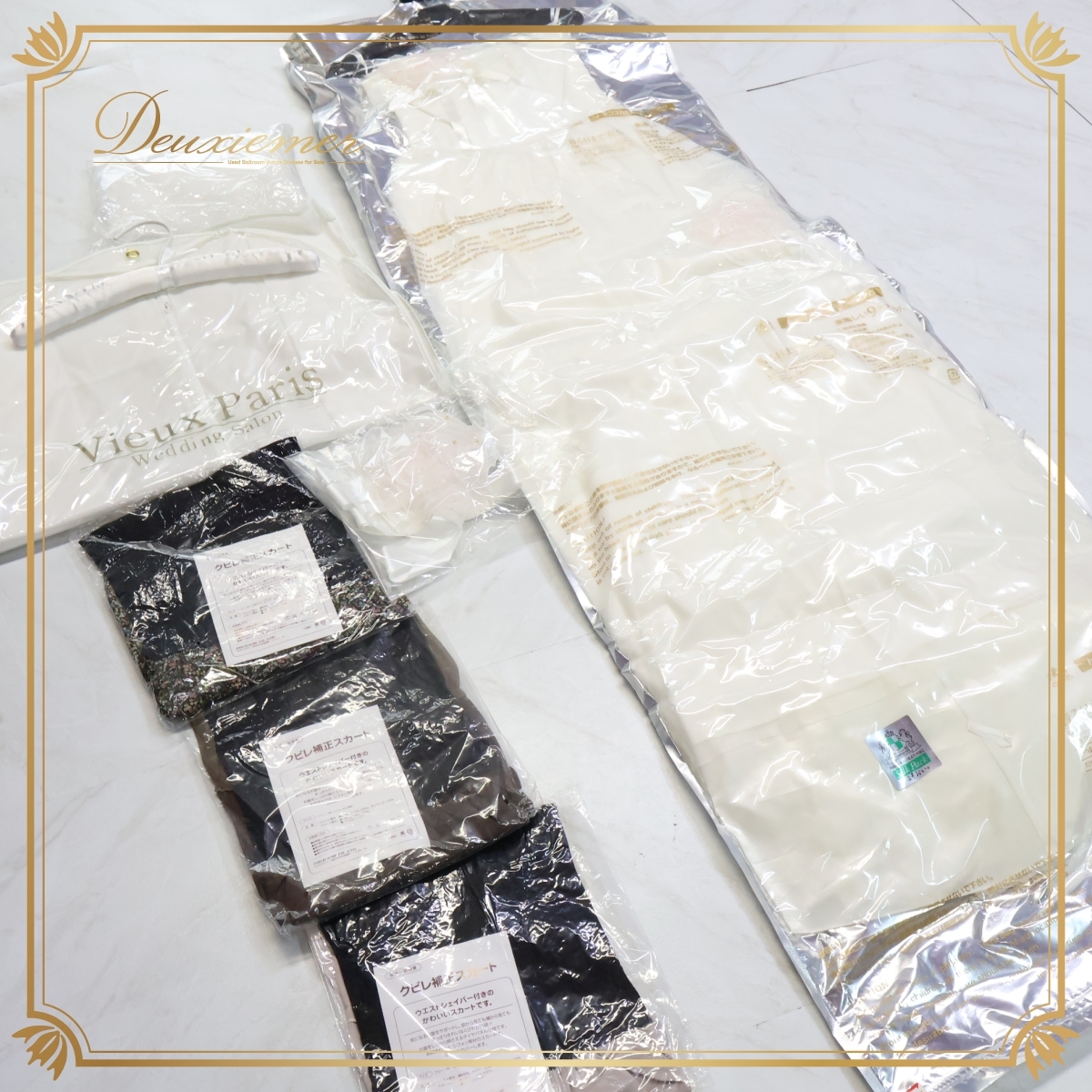 【ウエディングドレス】ホワイト VieuxParis ヴュ・パリ ウエディングドレス 白 フリル 花 コスチューム ドレス ワンピース 撮影 結婚式拍卖