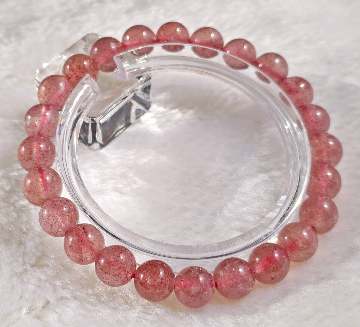 N01502◆Bigstone◆新品*8mm*ブラジル産*【AAAAストロベリークォーツ】天然石ブレス 拍卖