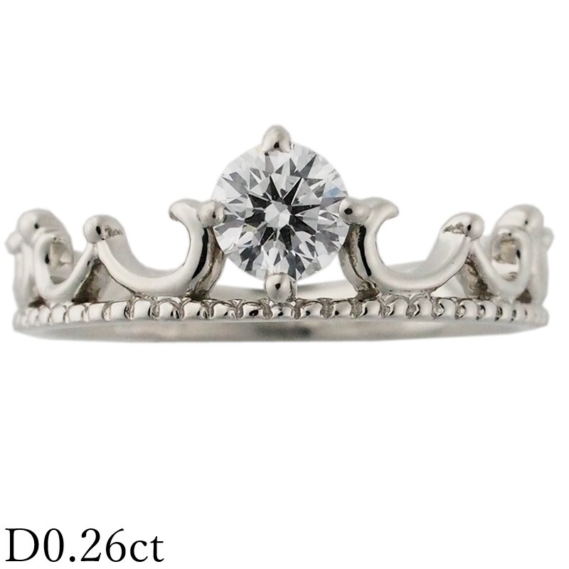 ダイヤモンド/0.26ct クラウンデザイン リング Pt900 6号拍卖
