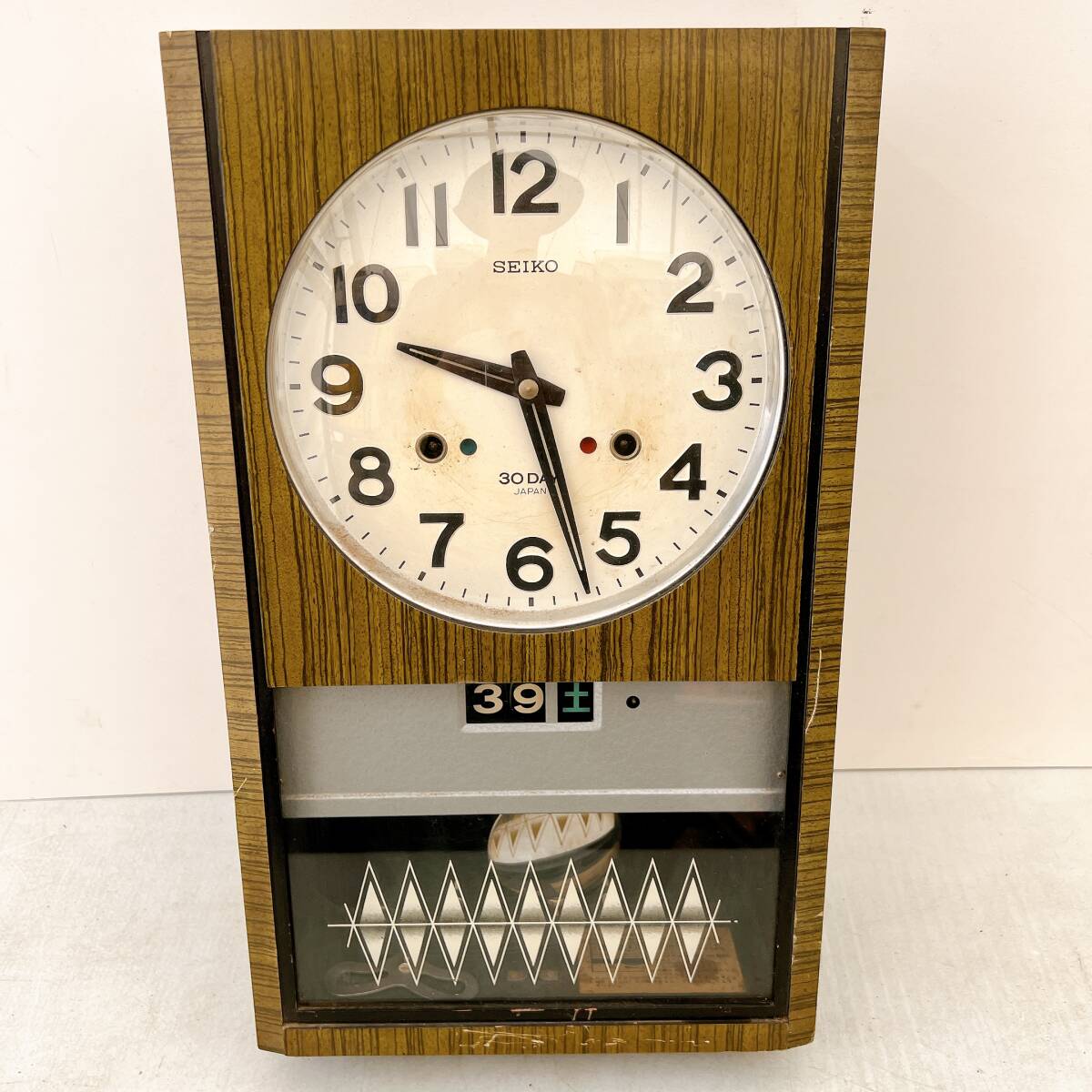 SEIKO セイコー ゼンマイ式振り子時計 4PC434 1ヶ月巻 掛け時計 昭和レトロ アンティーク 中古拍卖