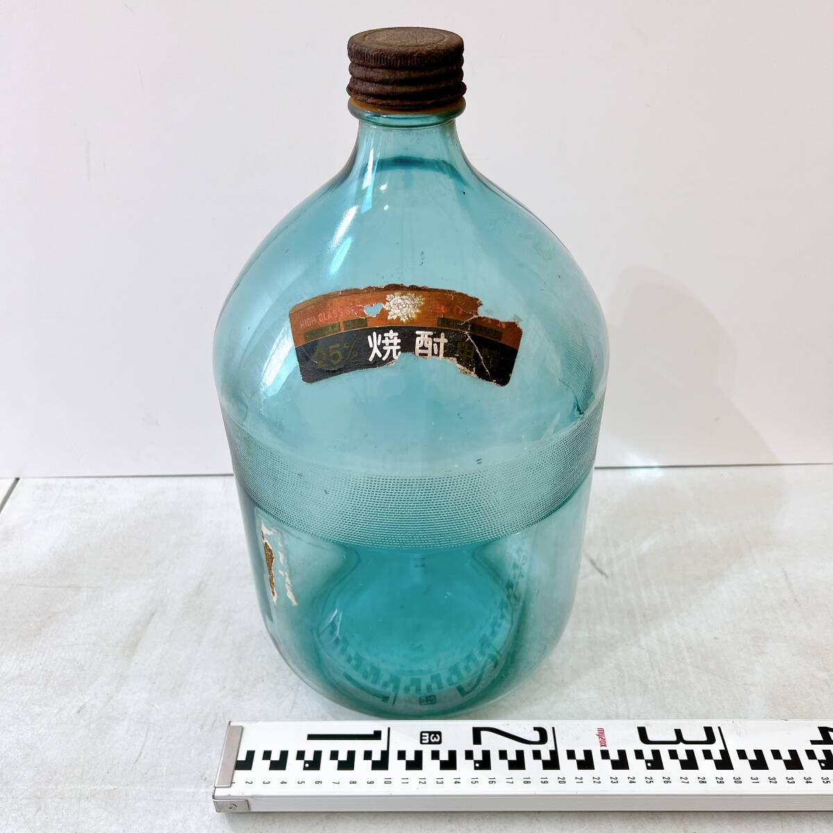 古いガラス瓶 大型 インテリア 空瓶 ハイクラススピリット BOTAN 25%焼酎 甲類 アンティーク 昭和レトロ ビンテージ 中古拍卖