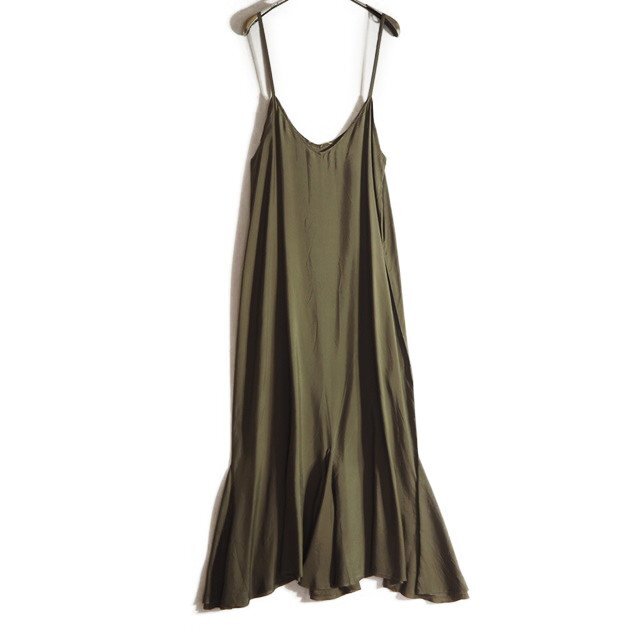 J0975f61 ▼Lisiere リジェール アパルトモン▼ Wash Maxi ワンピース カーキ / キャミソール キュプラ マキシ丈 スリップドレス 春~秋拍卖