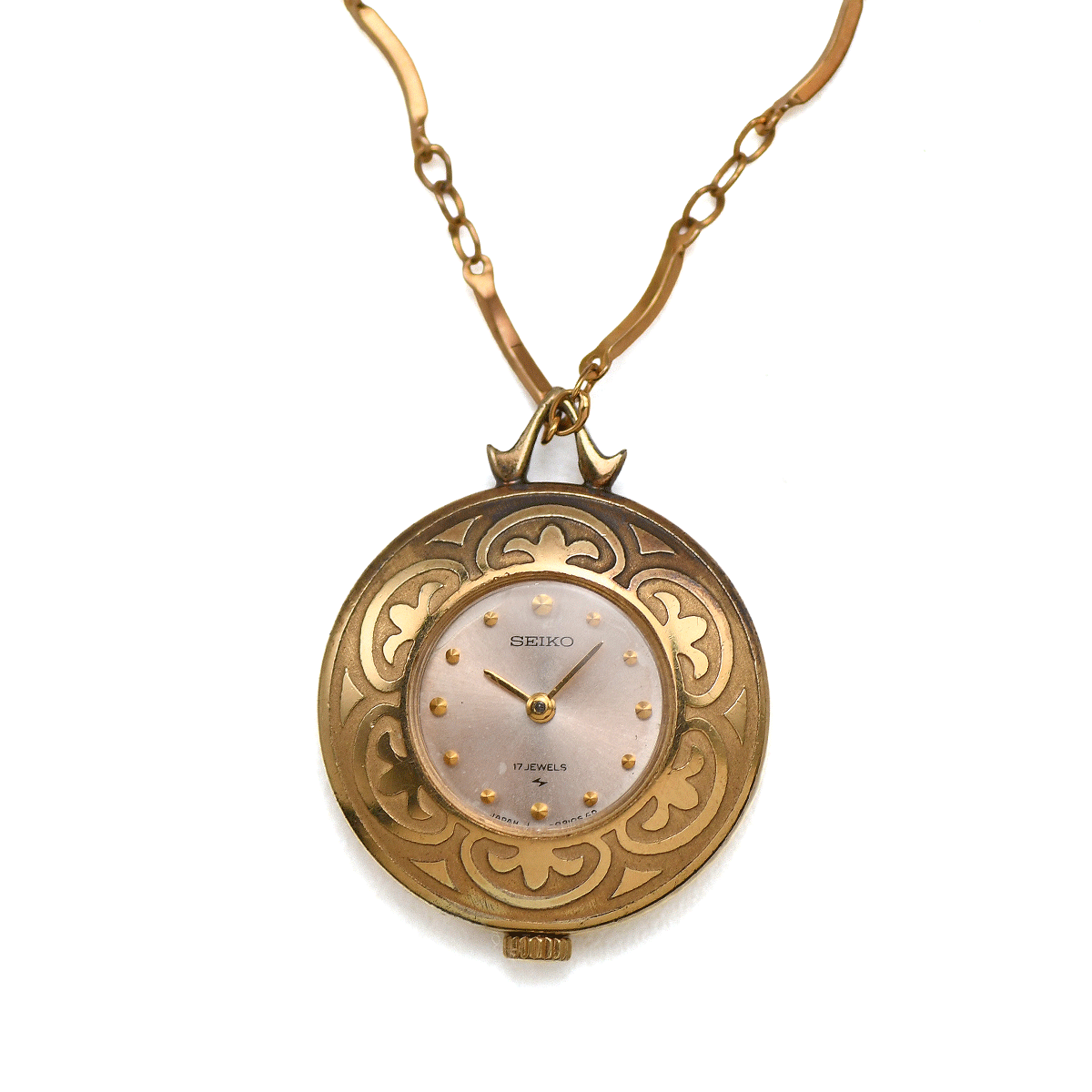 SEIKO セイコー ペンダントウォッチ 手巻き 21-0180 ゴールドめっき アクセサリー アンティーク レディース 女性用 婦人用 時計 中古拍卖