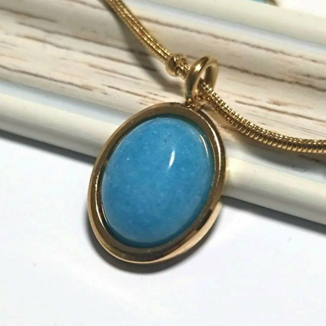 【春】ブルーアクアマリンのネックレス 18Kメッキチェーン付き おでかけ 高品質拍卖