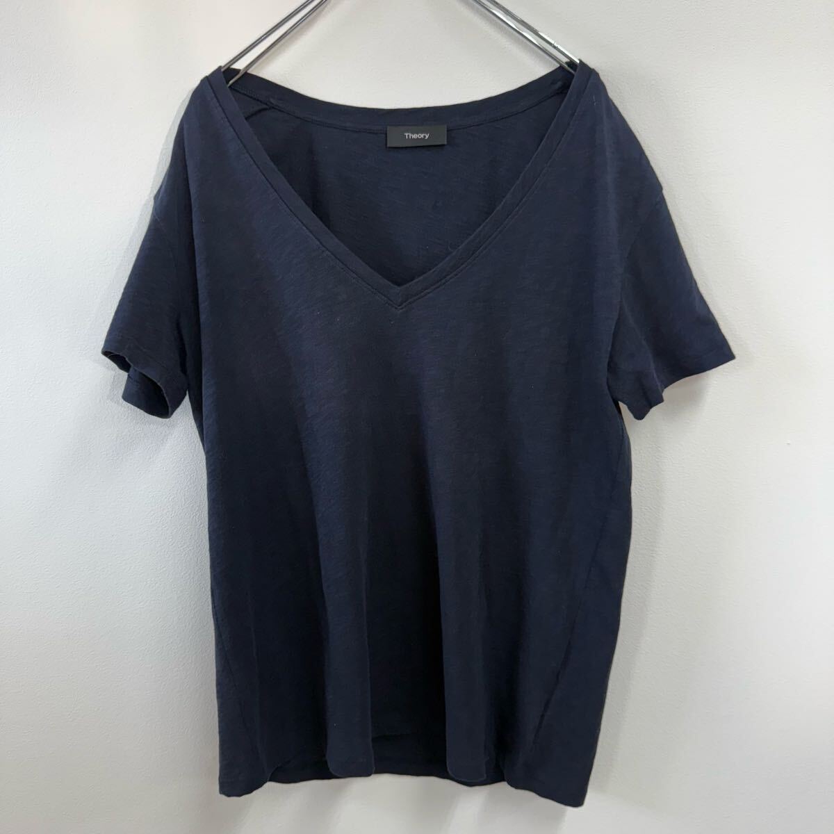 theory セオリー Vネック 薄手 半袖カットソー Sサイズ ネイビー 半袖カットソー Tシャツ トップス拍卖