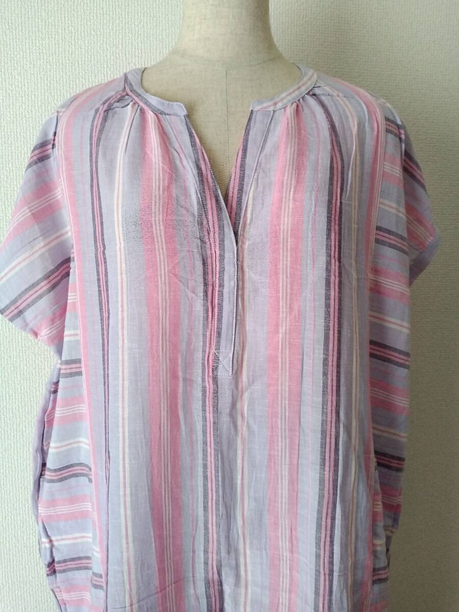 閉店セール 新品LOVE GAP ギャップ ストライプワンピース オーバーサイズ 涼しい ワンピ たっぷりサイズのワンピース コットンリネン 綿麻拍卖