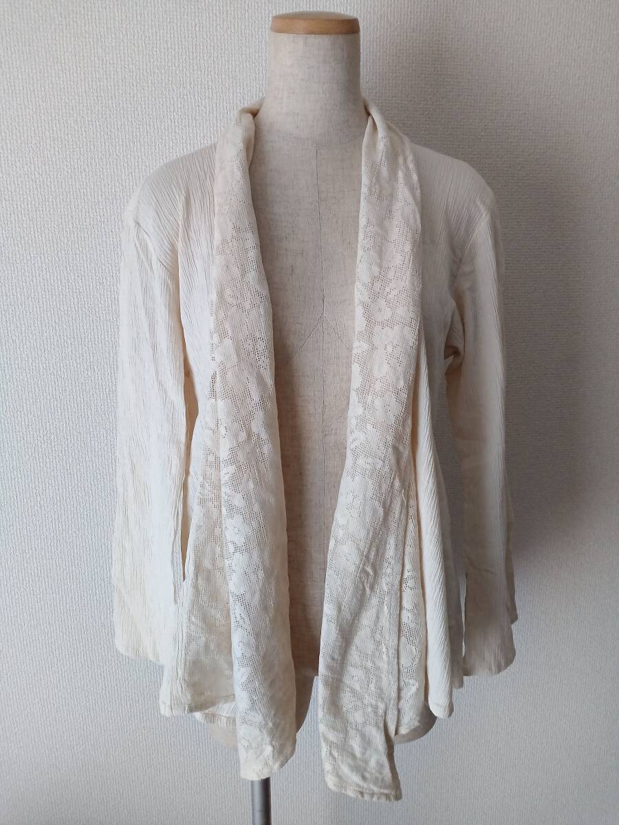 閉店セールi374 インド製 HOME UNDERWEAR ホームズアンダー 聖林公司 ハリウッドランチマーケット レースシャツ レースカーディガン 白拍卖