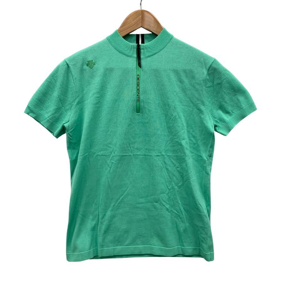 新品同様◆Tシャツ デサント ゴルフ メンズ 半袖ハーフジップ トップス サイズM エメラルドグリーン DESCENTE 【AFB24】拍卖