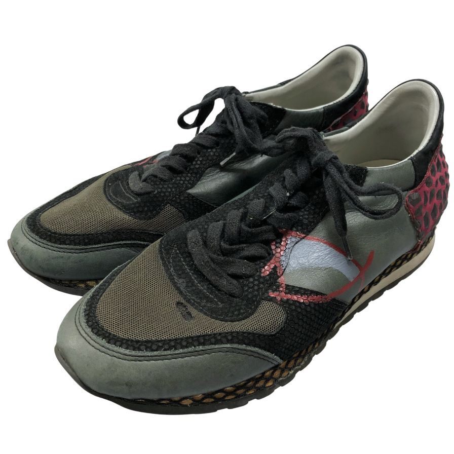 フィリップモデル スニーカー イタリア製 ロックデザイン カーキ サイズ40 メンズ PHILIPPE MODEL 約25.0cm【AFC47】拍卖