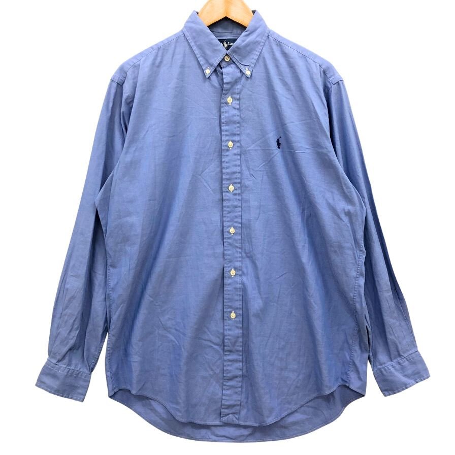 美品◆シャツ ラルフローレン 90S ボタンダウンシャツ ブルー メンズ サイズ15.5 RALPH LAUREN 【AFB42】拍卖
