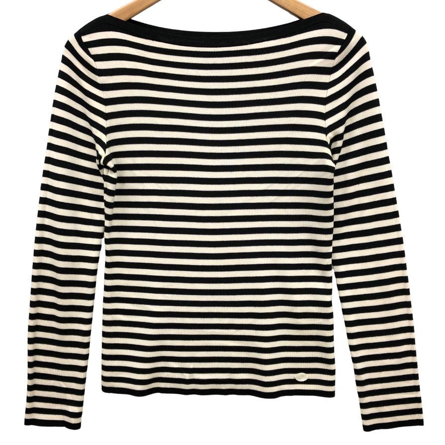 美品◆ニット・セーター フォクシー ニット ロングスリーブ ボーダー シルク レディース サイズ38 32063 FOXEY 【AFB50】拍卖