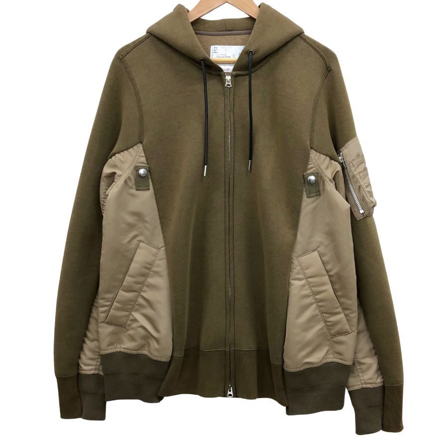 美品◆パーカー・フーディー サカイ ジップアップパーカー スポンジスウェット ブラウン サイズ2 メンズ Sacai【AFB8】拍卖