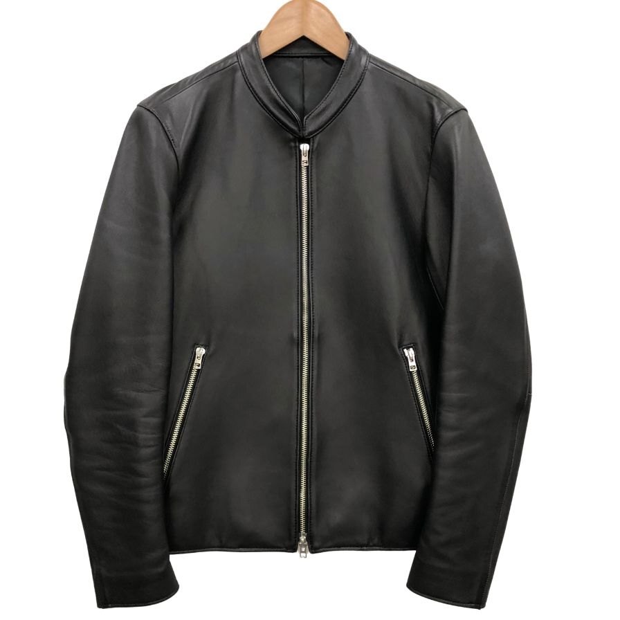 美品◆ライダース リドム シングルライダース ジャケット ジップアップ 本革 羊革 ラムレザー サイズS メンズ ブラック LIDnM 【AFB5】拍卖