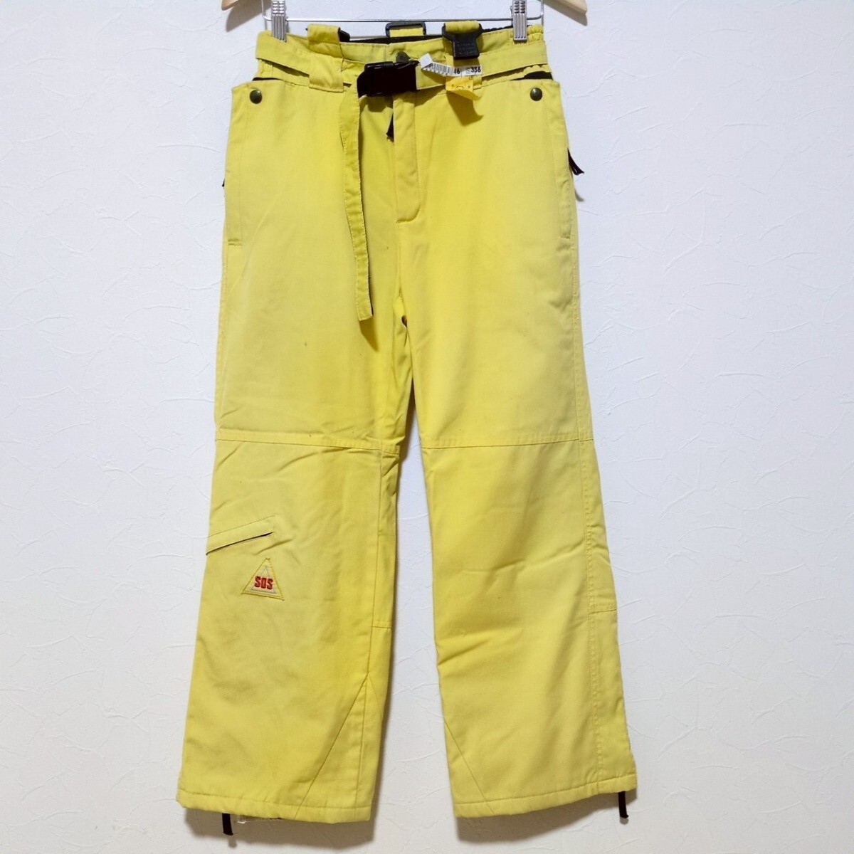 Ye955AL SOSエス オーエス ビブパンツ スキーウェア スキーパンツ イエロー 黄色 サイズ46(S~M位) レディース ウィンタースポーツ レトロ拍卖