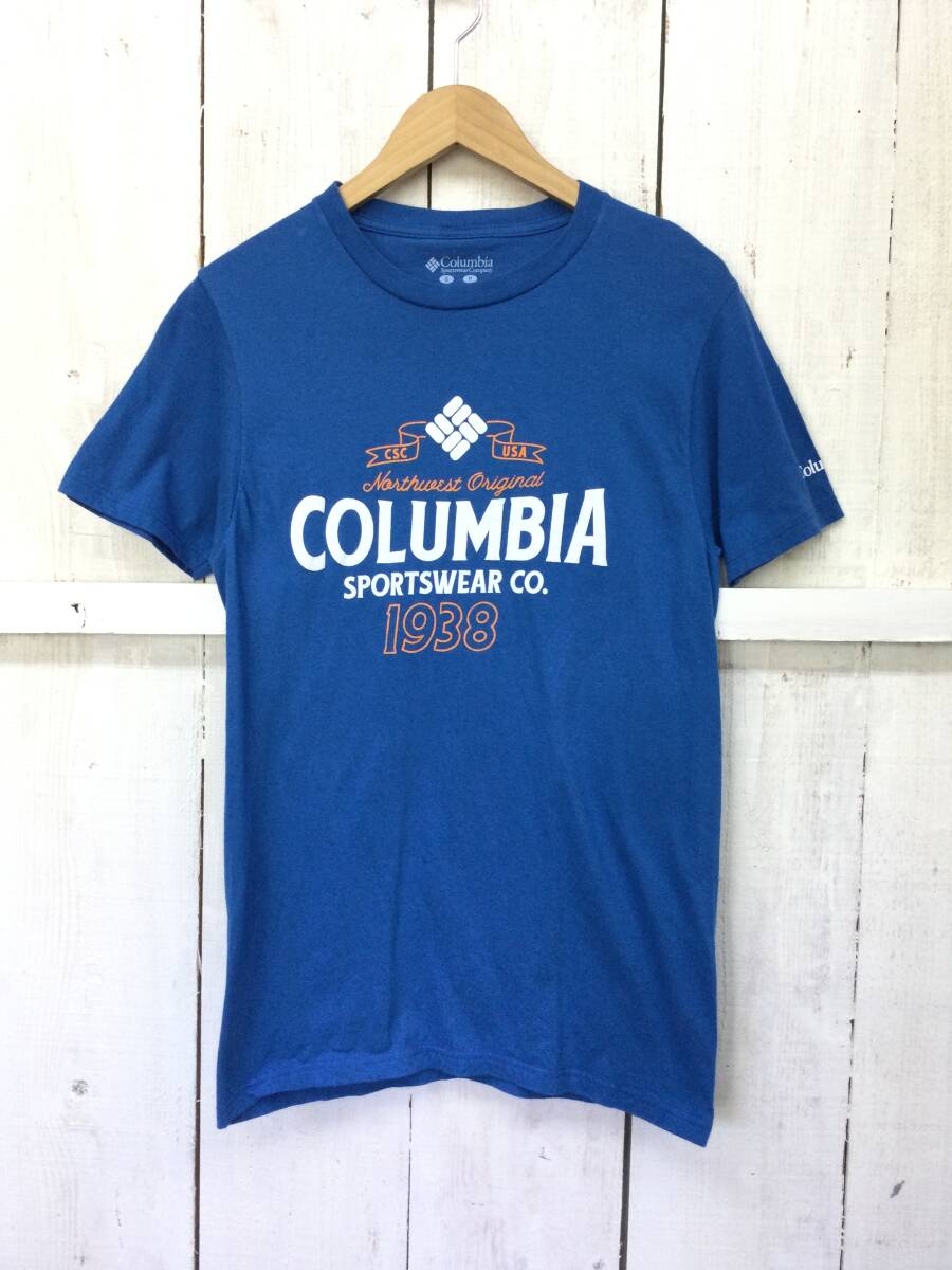 COLUMBIA コロンビア コットン半袖Tシャツ Tシャツ メンズS 青系 良品綺麗 拍卖