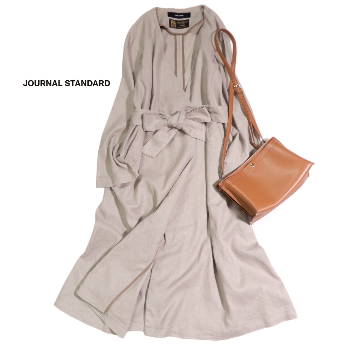 ジャーナルスタンダード JOURNAL STANDARD 上質☆マンテコ 生地使用 リネン コットン ウエストマーク コート FREE拍卖