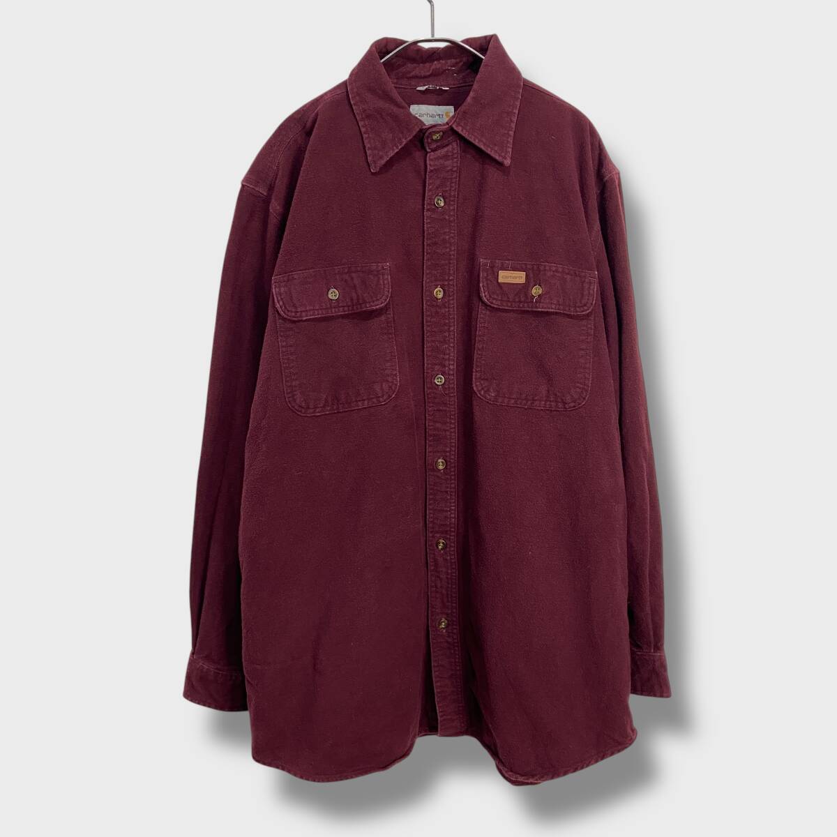 送料無料☆carhartt☆カーハート☆シャモアクロスシャツ☆無地☆ネルシャツ☆ボルドー☆L☆C25M拍卖
