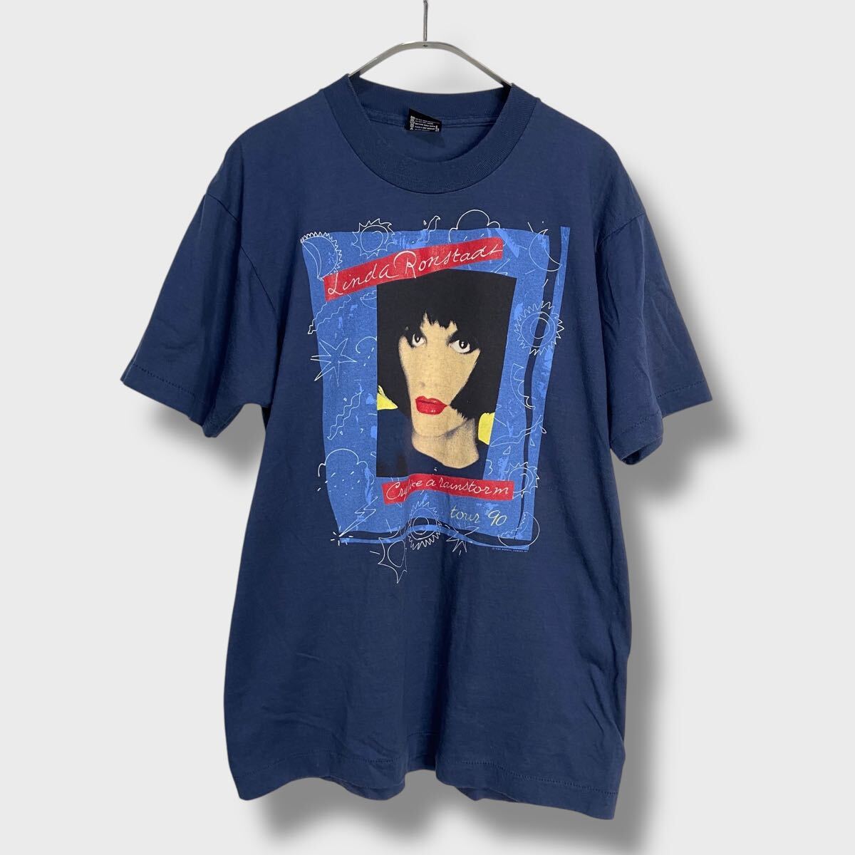 送料無料☆90s☆USA製☆リンダロンシュタット☆ツアーTシャツ☆ネイビー☆L拍卖