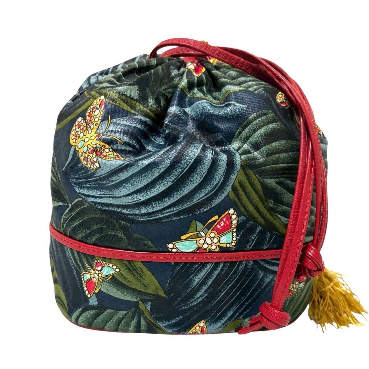 BOTTEGA VENETA ボッテガヴェネタ ボタニカル 巾着ショルダーバッグ 蝶 ゴールドタッセル ヴィンテージ ハンドメイド Botanical vintage拍卖