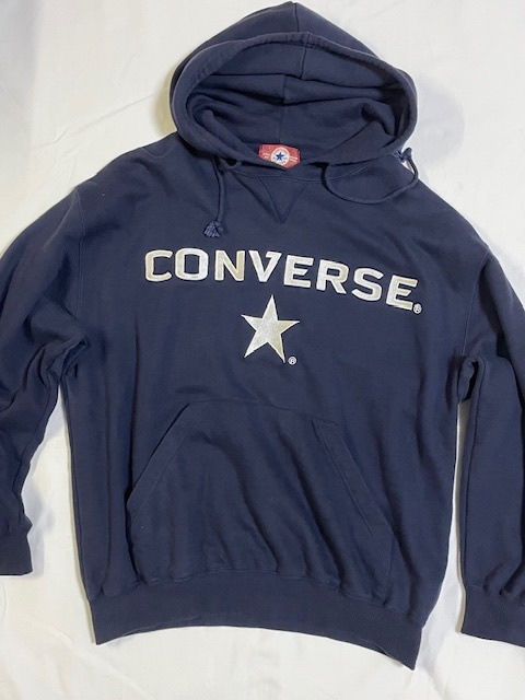 コンバースオールスターCONVERS ALL STAR フルオーバー パーカー サイズL 色 紺 刺繍ロゴ拍卖