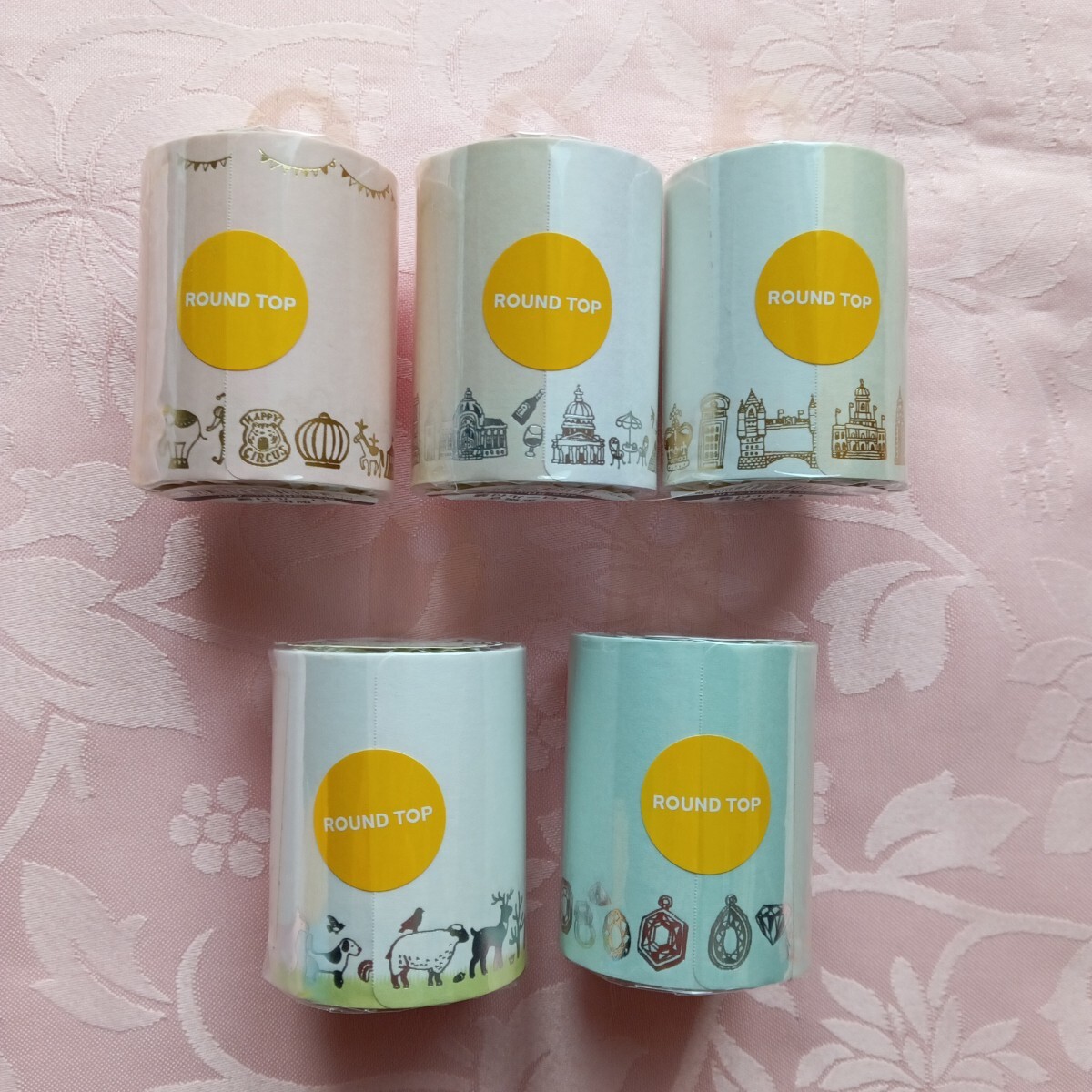 型抜きロール付箋 /箔押しタイプ5本★ ラウンドトップ拍卖