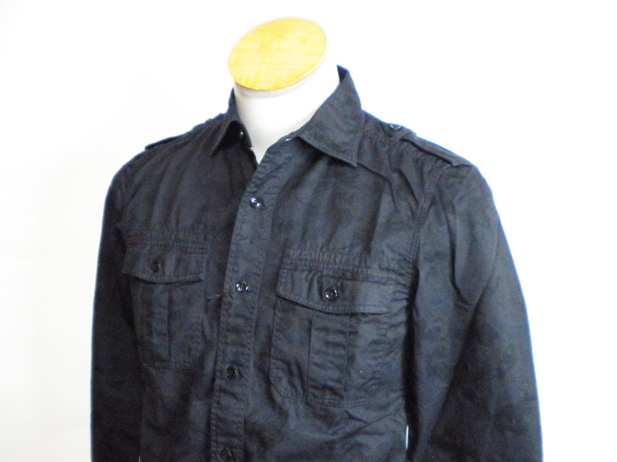 新品 ♪ ★ ハムネット HAMNETT 長袖シャツ 黒色 サファリシャツ 迷彩柄 ブラック メンズ 春物 秋物 表記サイズ M ★ 20502拍卖