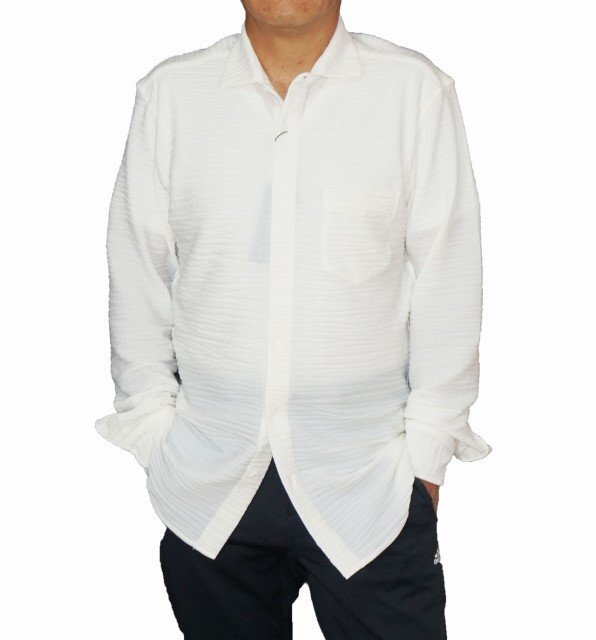 ニコル セレクション 長袖シャツ 白 3166-8000 メンズ ソフトシャツ オーバーサイズ ホワイト 春物 秋物 表記サイズ50 (LL)拍卖