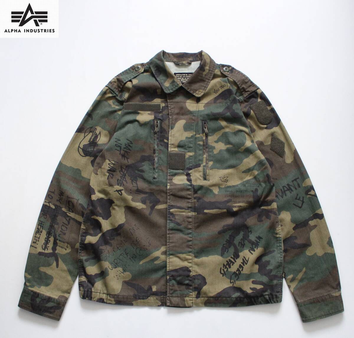 【 Alpha Industries アルファ 】F-2 フレンチ フィールドコート L カモフラージュ 迷彩 ミリタリー ジャケット デコレーション カスタム拍卖