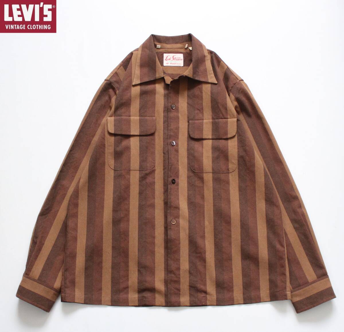 【 LVC LEVI'S リーバイス 】SPORTSWEAR SHIRT TONAL VERTICAL STRI ストライプ 長袖 オープンカラーシャツ M A2222-0004 定価\26,400拍卖