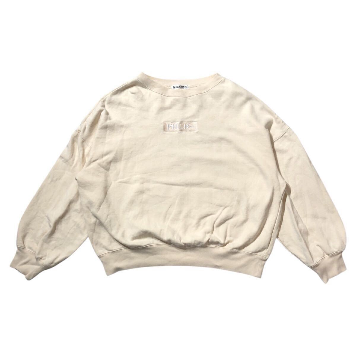 ● MILKFED. ミルクフェド ● ロゴ 刺繍 スウェット トレーナー ライトピンクベージュ ONE SIZE拍卖