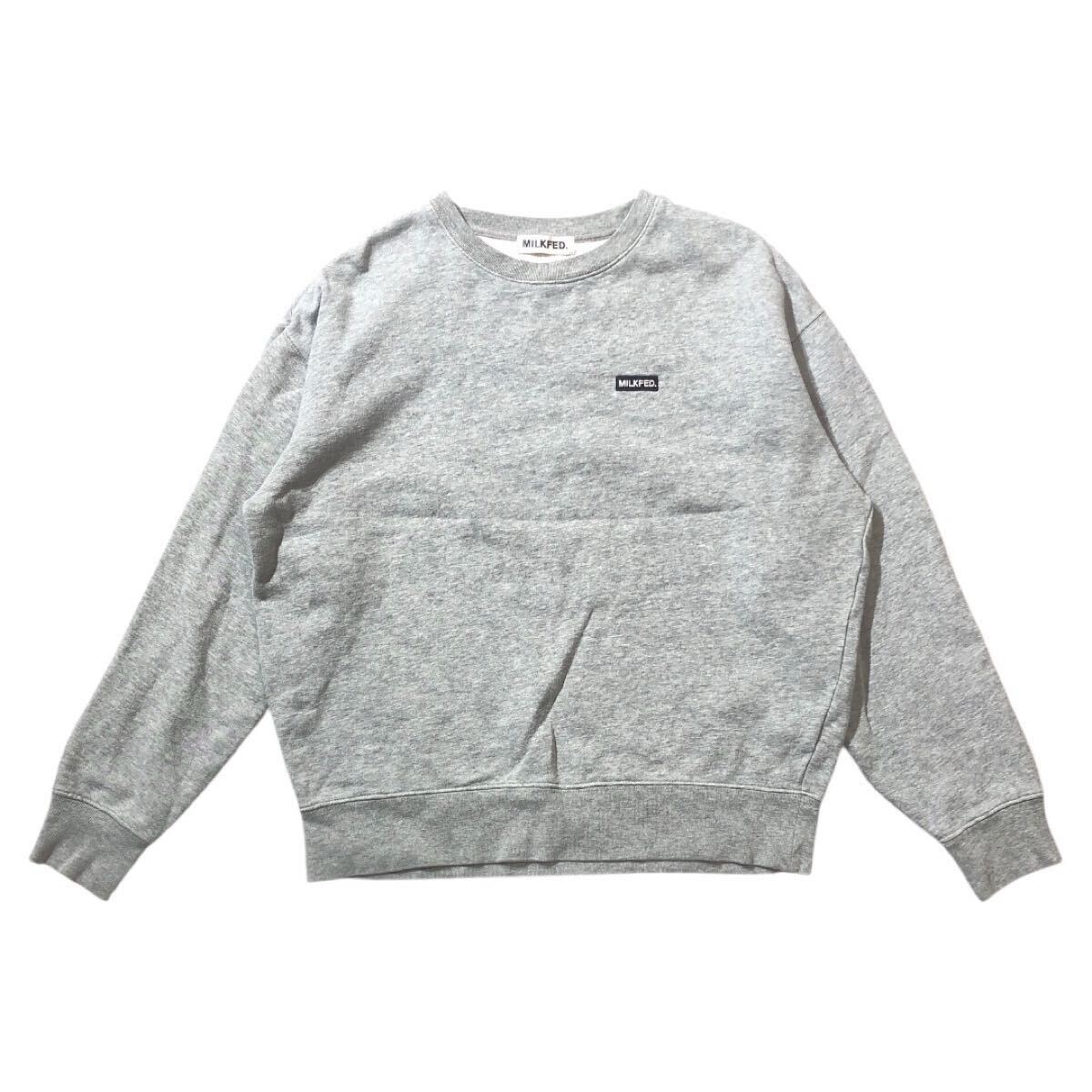 ● MILKFED. ミルクフェド ● ロゴ テープ 刺繍 スウェット トレーナー グレー ONE SIZE拍卖