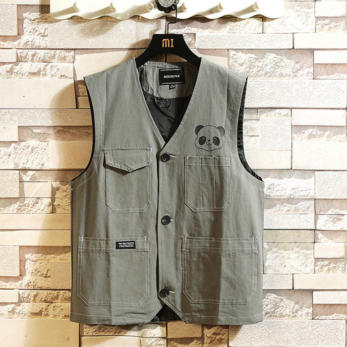 ベスト デニムベスト メンズベスト Vネック ノースリーブジャケット ワークベスト 前開き トップス Zwc1509 4XL グリーン拍卖